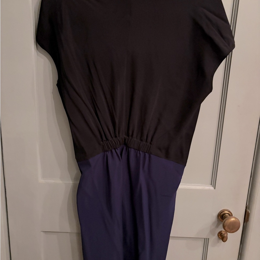 Zero + Maria Cornejo two tone black and navy silk dress.